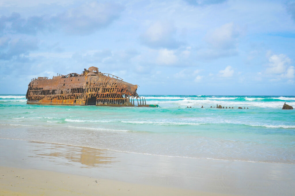 Het scheepswrak van de Scheepswrak MS Cabo Santa Maria op het strand van Boa Vista