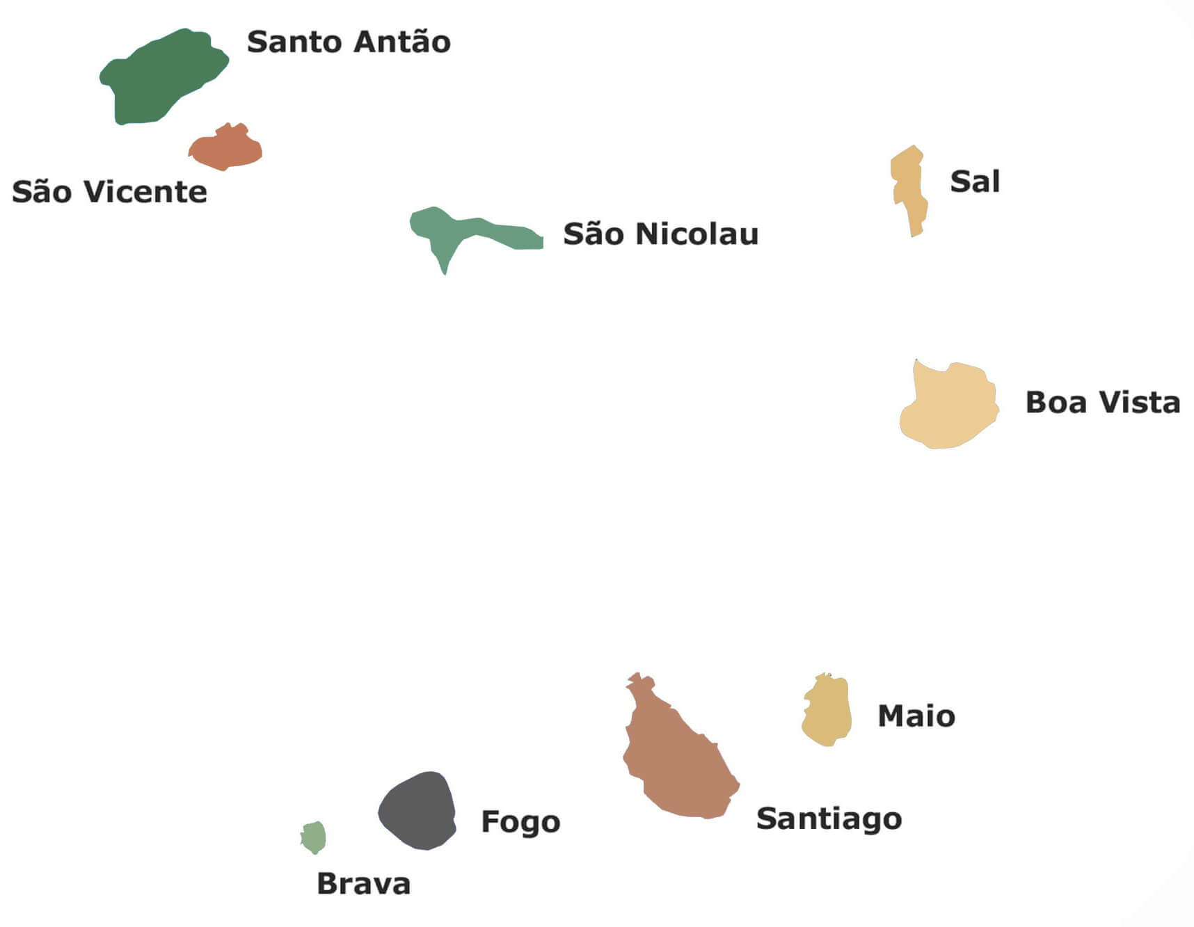 Kaart Kaapverdië overzicht Kaapverdische eilanden