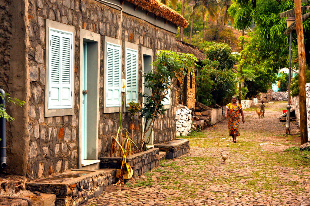 Rua Banana oud straat in Cidade Velha in Kaapverdië, Santiago