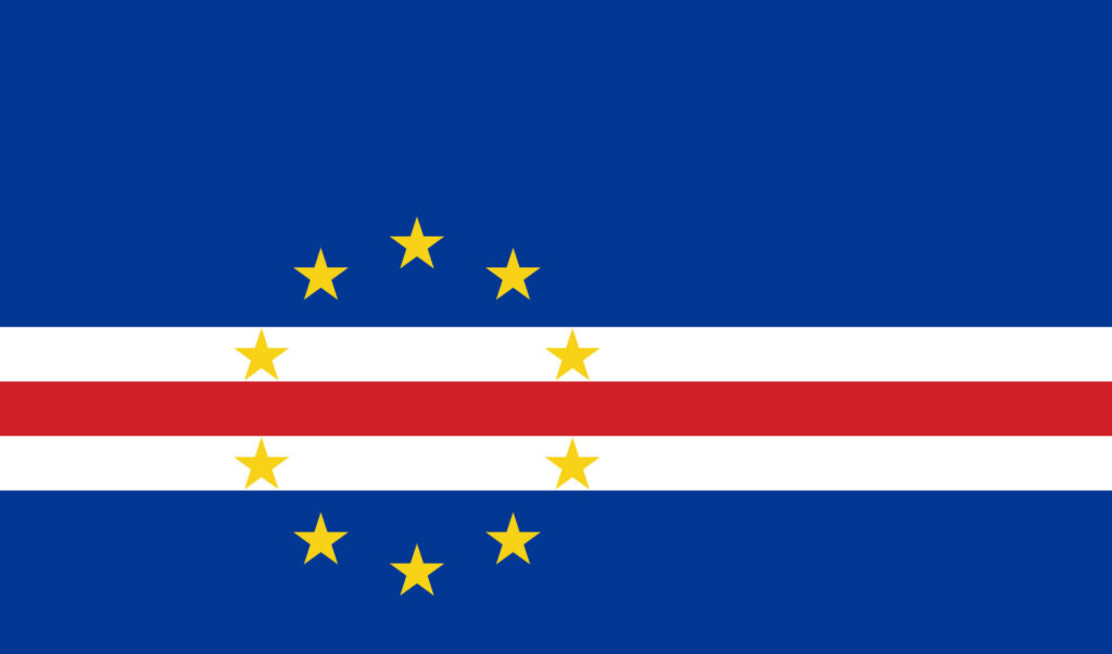 Kaapverdië vlag, blauw met rood en gele sterren